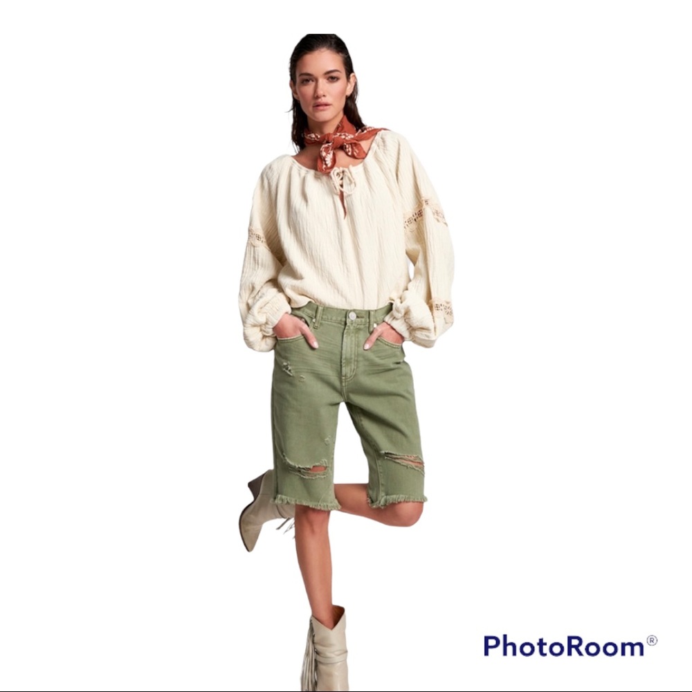 One Teaspoon Khaki Truckers Long Length Shorts Size 24 NWT - Picture 5 of 16